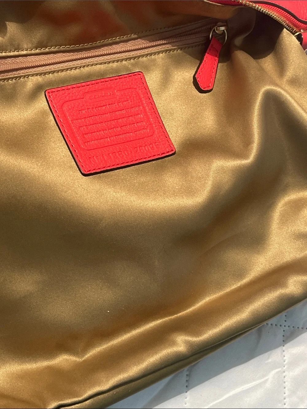 COACH Reddish Coral Madison Kelsey Pebbled Leather Satchel #28095